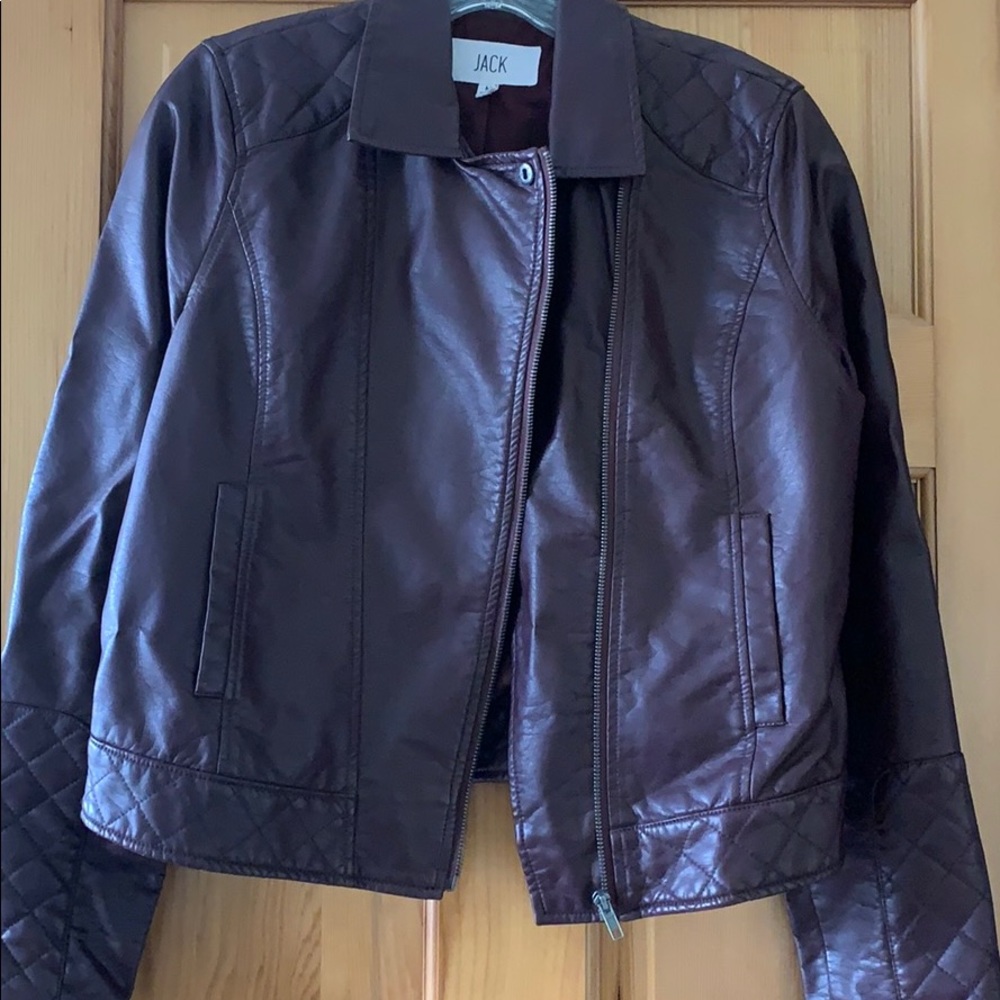 Maroon Faux leather moto jacket - Picture 5 of 5